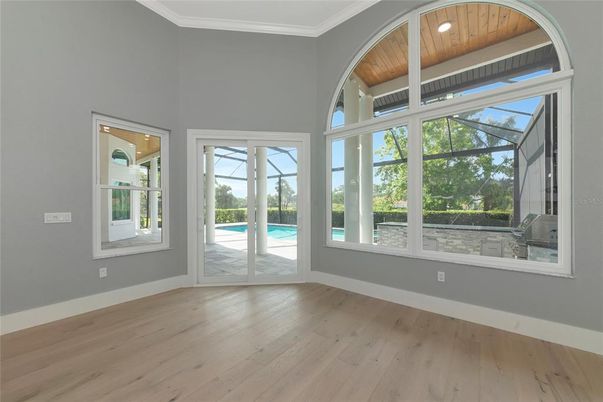 Empty room, Interior, Sun Room, Wooden Ceilings, Wood Texture Flooring
