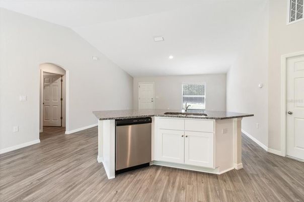 Interior, Kitchen, Recessed Lighting, Wood Texture Flooring
