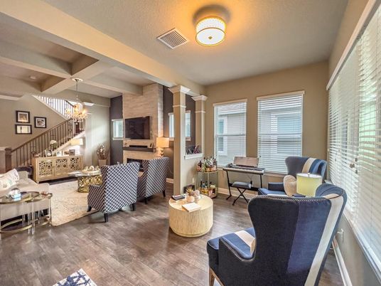 Chandelier, Interior, Living room, Pendant Lights, Wood Texture Flooring