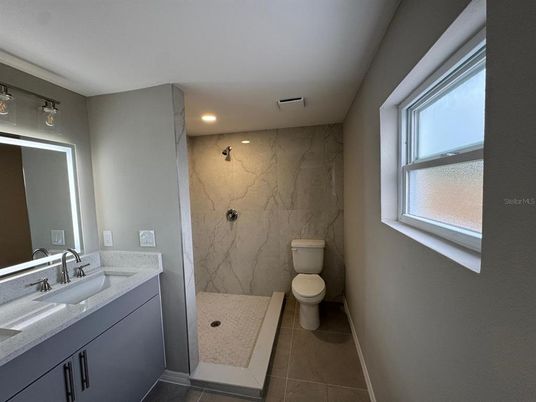 Bathroom, Interior, Marble Walls, Recessed Lighting