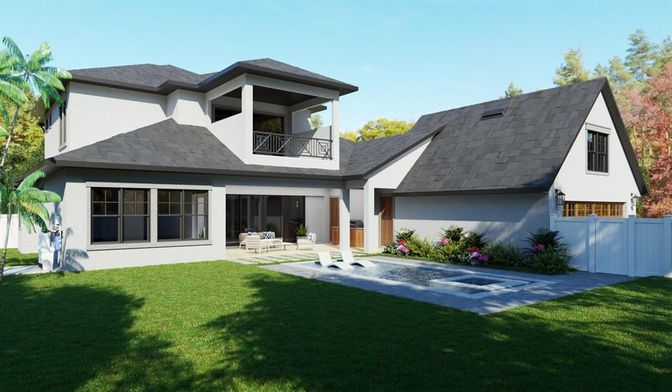 Attached, Backyard, Exterior, Facade, Modern