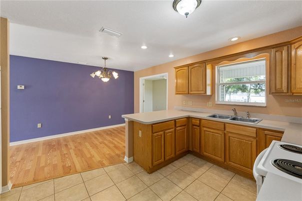 Chandelier, Interior, Kitchen, Recessed Lighting, Wood Texture Flooring