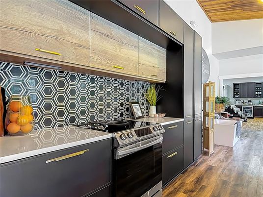 Interior, Kitchen, Stainless Steel Appliances, Wood Texture Flooring