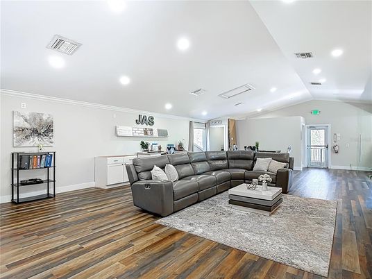 Interior, Living room, Recessed Lighting, Wood Texture Flooring