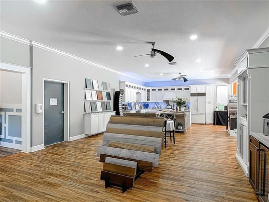 Interior, Kitchen, Recessed Lighting, Wood Texture Flooring