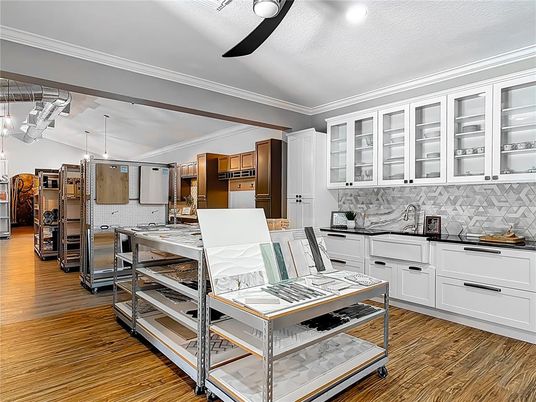 Interior, Kitchen, Pendant Lights, Recessed Lighting, Wood Texture Flooring