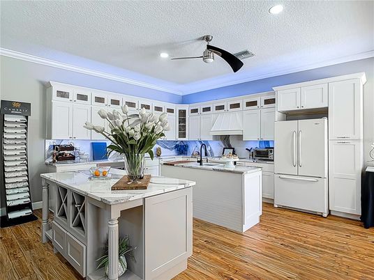 Interior, Kitchen, Recessed Lighting, Wood Texture Flooring