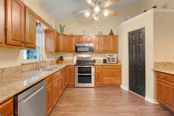 Interior, Kitchen, Stainless Steel Appliances, Wood Texture Flooring