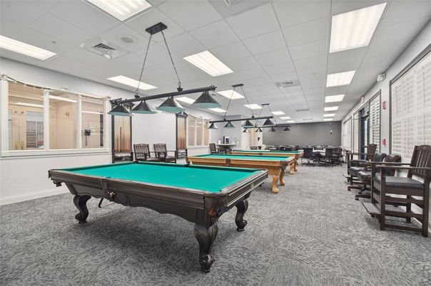Billiard Table, Game Room, Interior, Pendant Lights, Recessed Lighting