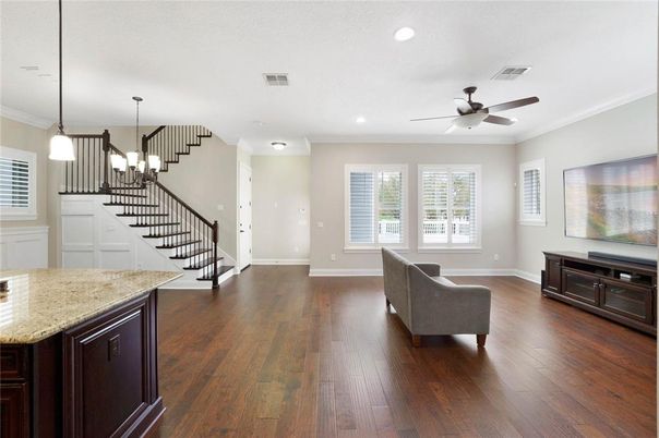 Chandelier, Interior, Pendant Lights, Recessed Lighting, Wood Texture Flooring