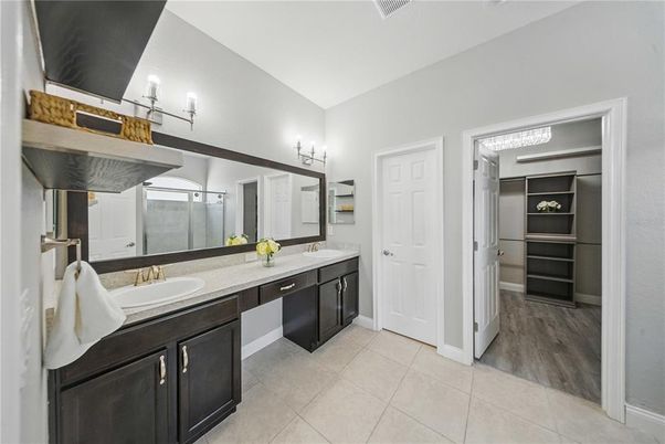 Bathroom, Dual Sink Vanities, Interior, Wood Texture Flooring