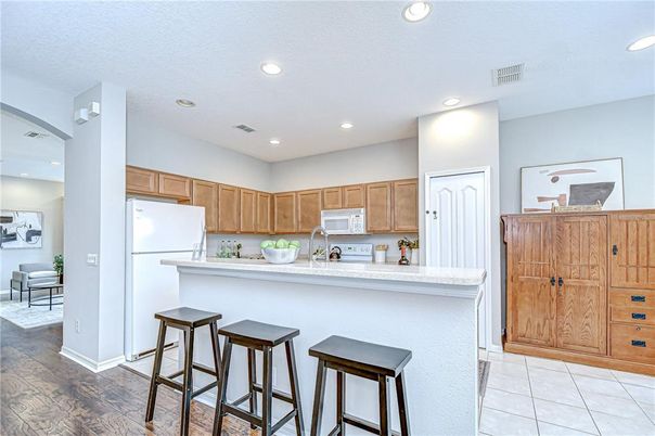 Interior, Kitchen, Recessed Lighting, Wood Texture Flooring