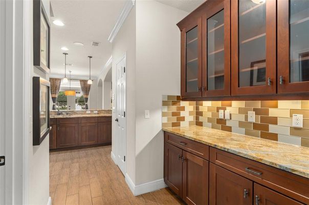 Interior, Kitchen, Pendant Lights, Recessed Lighting, Wood Texture Flooring