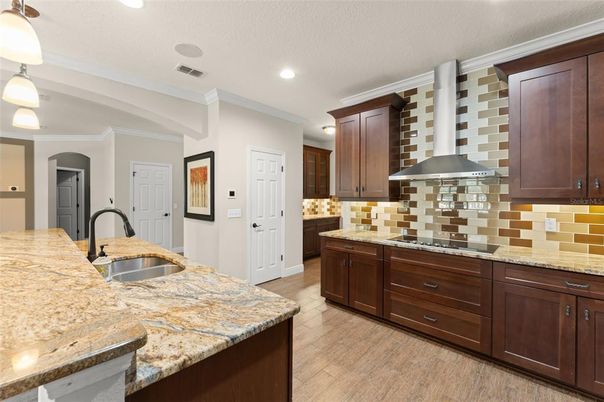 Interior, Kitchen, Pendant Lights, Recessed Lighting, Wood Texture Flooring
