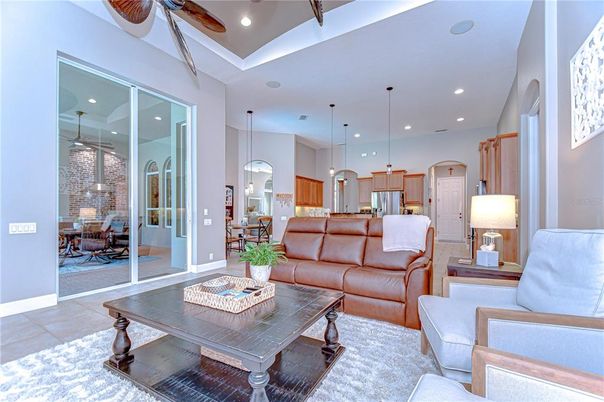 Dining room, Interior, Kitchen, Living room, Pendant Lights, Recessed Lighting, Stainless Steel Appliances, Stone Walls