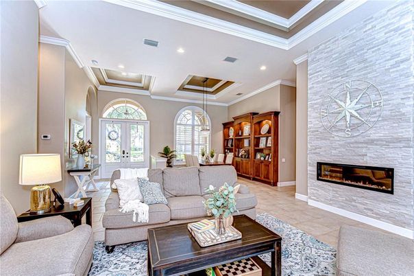 Fireplace, Interior, Living room, Pendant Lights, Recessed Lighting