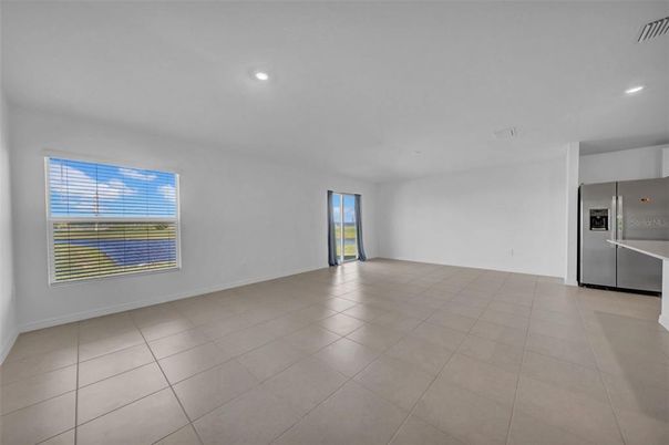 Empty room, Interior, Kitchen, Recessed Lighting, Stainless Steel Appliances