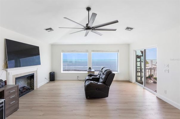 Fireplace, Interior, Water, Wood Texture Flooring