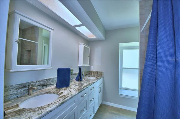 Bathroom, Dual Sink Vanities, Interior, Wood Texture Flooring