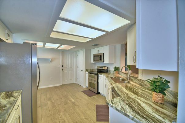 Interior, Kitchen, Stainless Steel Appliances, Wood Texture Flooring