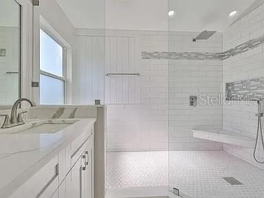 Bathroom, Glass Shower, Interior, Recessed Lighting