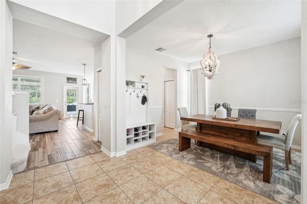 Chandelier, Dining room, Interior, Pendant Lights, Wood Texture Flooring