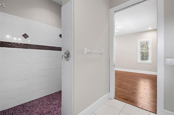 Bathroom, Interior, Recessed Lighting, Wood Texture Flooring