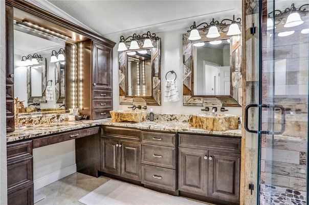 Bathroom, Dual Sink Vanities, Glass Shower, Interior