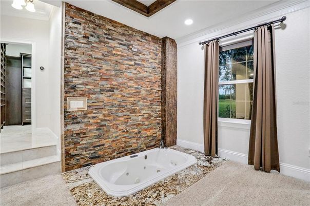 Bathroom, Interior, Recessed Lighting, Stone Walls
