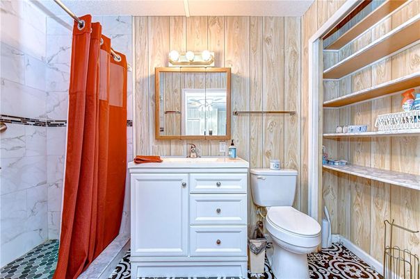 Bathroom, Interior, Marble Walls, Wooden Walls