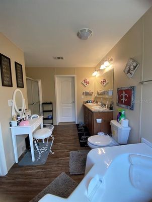 Bathroom, Dual Sink Vanities, Interior, Wood Texture Flooring