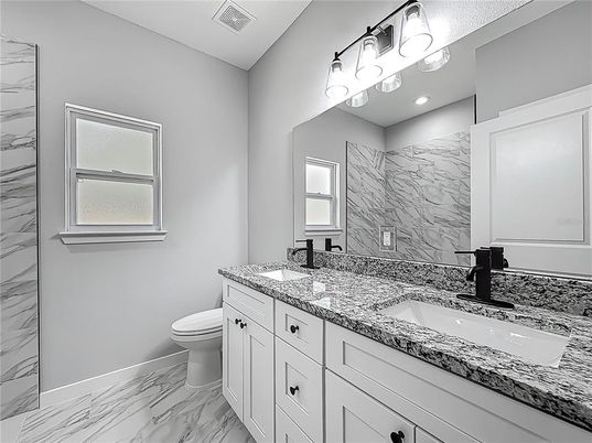 Bathroom, Dual Sink Vanities, Interior, Marble, Marble Walls