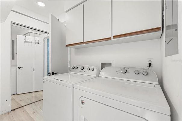 Interior, Recessed Lighting, Utility Closets, Washer, Wood Texture Flooring