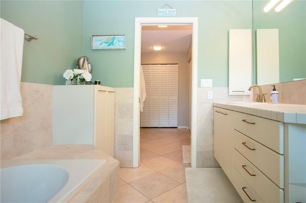 Bathroom, Interior, Recessed Lighting, Tile Countertops