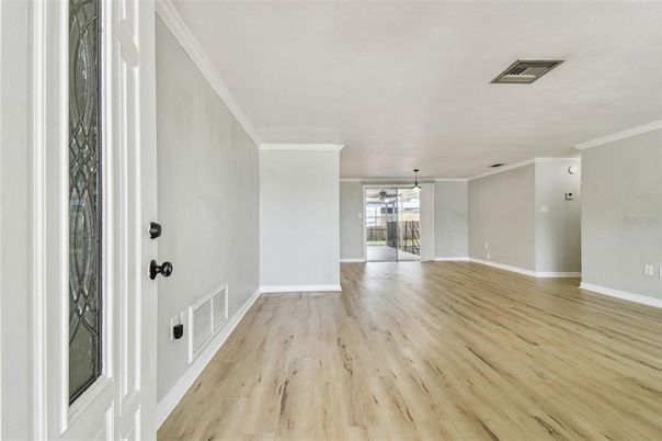 Empty room, Interior, Pendant Lights, Wood Texture Flooring