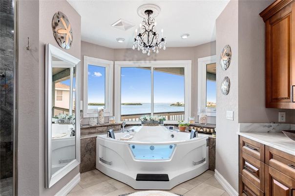 Bathroom, Chandelier, Interior, Recessed Lighting, Water