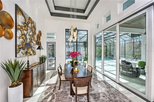 Dining room, Interior, Pendant Lights, Sun Room