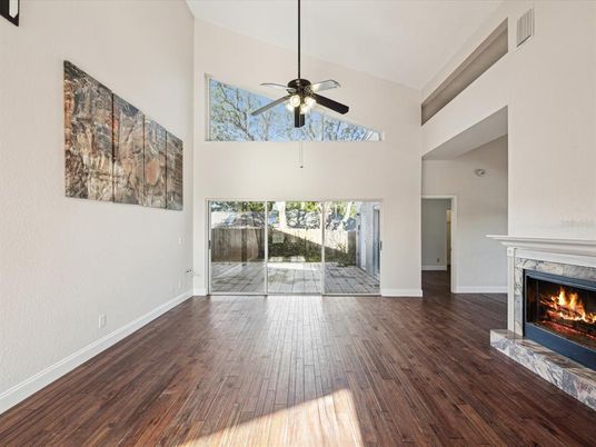 Empty room, Fireplace, Interior, Wood Texture Flooring
