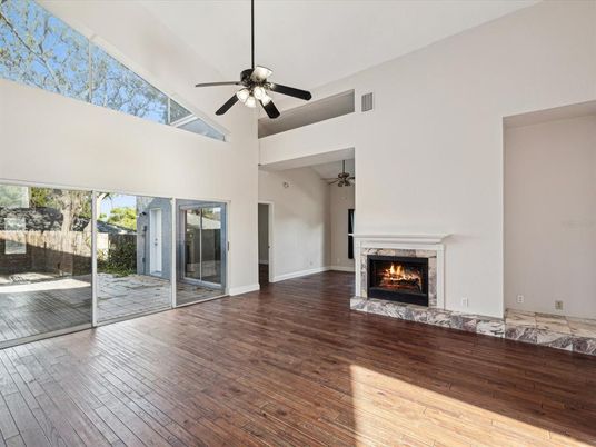 Empty room, Fireplace, Interior, Wood Texture Flooring