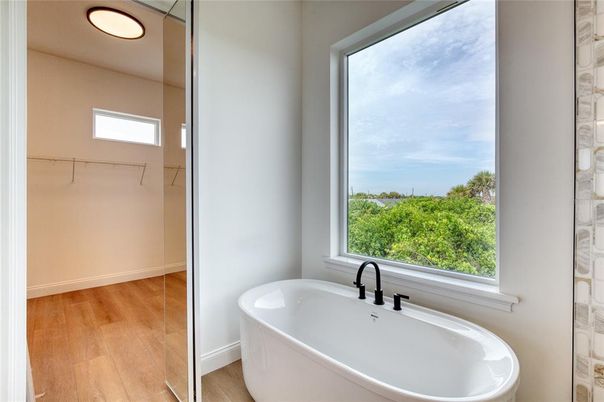 Bathroom, Free Standing Baths, Interior, Wood Texture Flooring