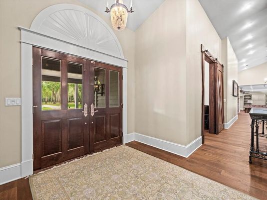 Chandelier, Interior, Pendant Lights, Recessed Lighting, Wood Texture Flooring