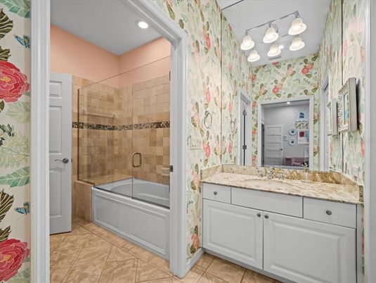Bathroom, Glass Shower, Interior, Recessed Lighting