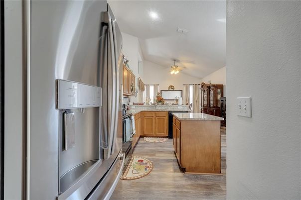 Interior, Kitchen, Recessed Lighting, Wood Texture Flooring