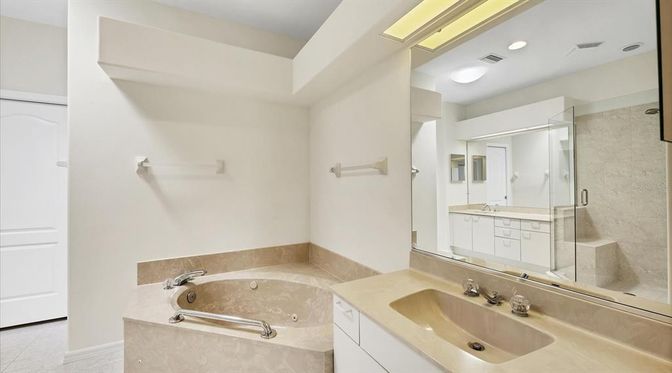 Bathroom, Dual Sink Vanities, Glass Shower, Interior, Recessed Lighting