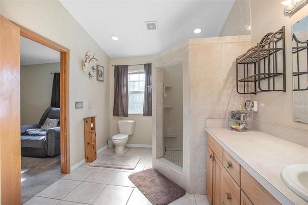 Bathroom, Glass Shower, Interior, Recessed Lighting