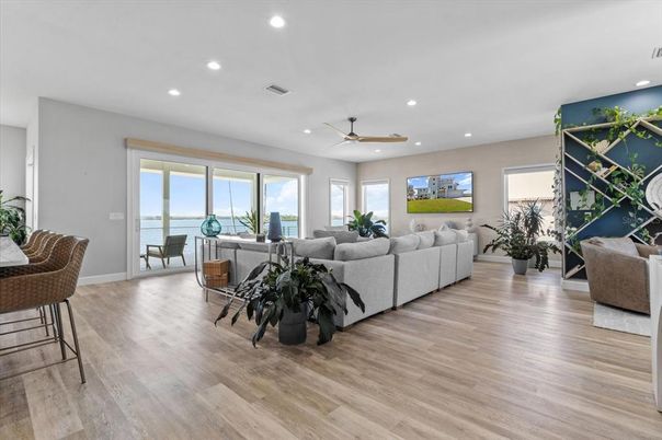 Interior, Living room, Recessed Lighting, Wood Texture Flooring
