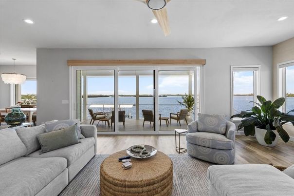 Chandelier, Interior, Living room, Recessed Lighting, Water, Wood Texture Flooring