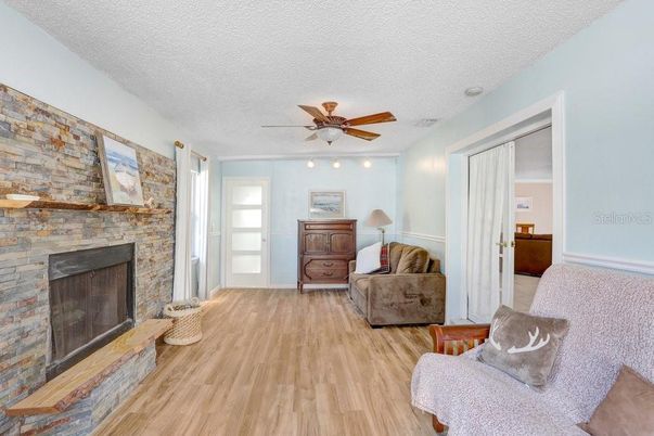 Fireplace, Interior, Stone Walls, Wood Texture Flooring