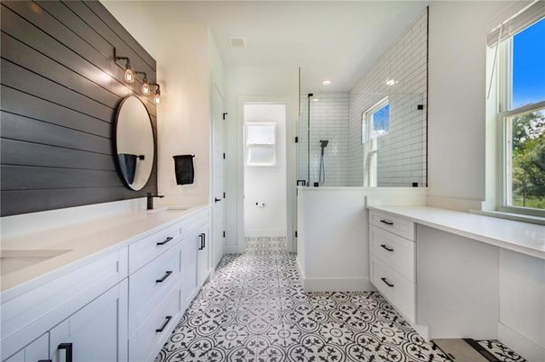 Bathroom, Dual Sink Vanities, Glass Shower, Interior, Recessed Lighting