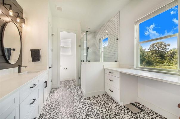 Bathroom, Dual Sink Vanities, Glass Shower, Interior